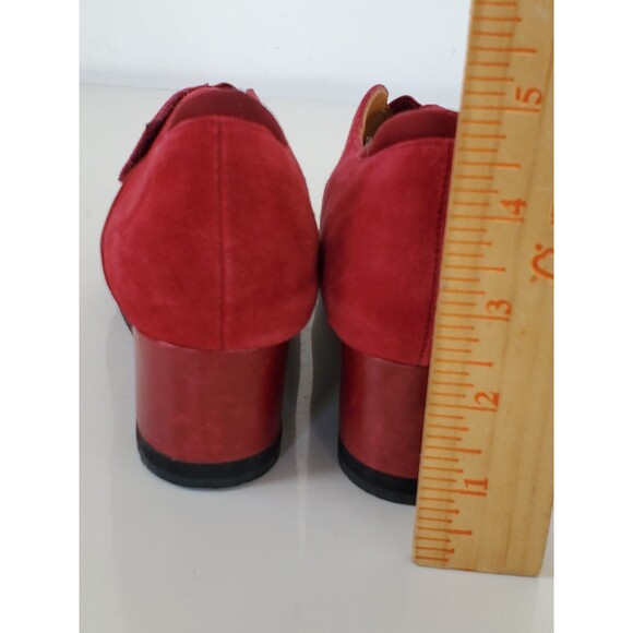 Earthies Womens Bondy Boot Size 7.5 Red Suede Wedge Heel Bootie  Shoes - Picture 5 of 14